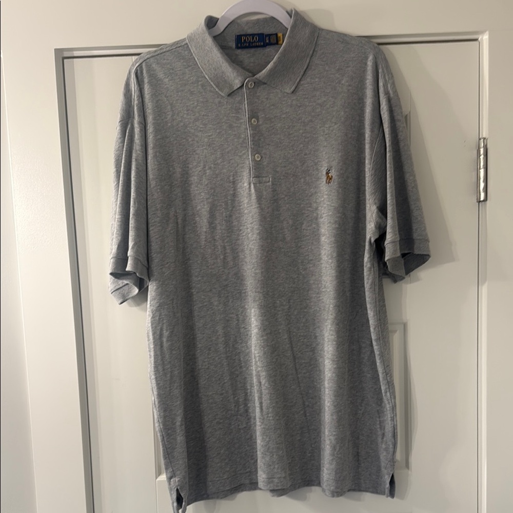 Polo by Ralph Lauren Men's Light Gray Polo Shirt size LT